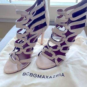 BCBG Maxazria beige blush high heel shoes.
